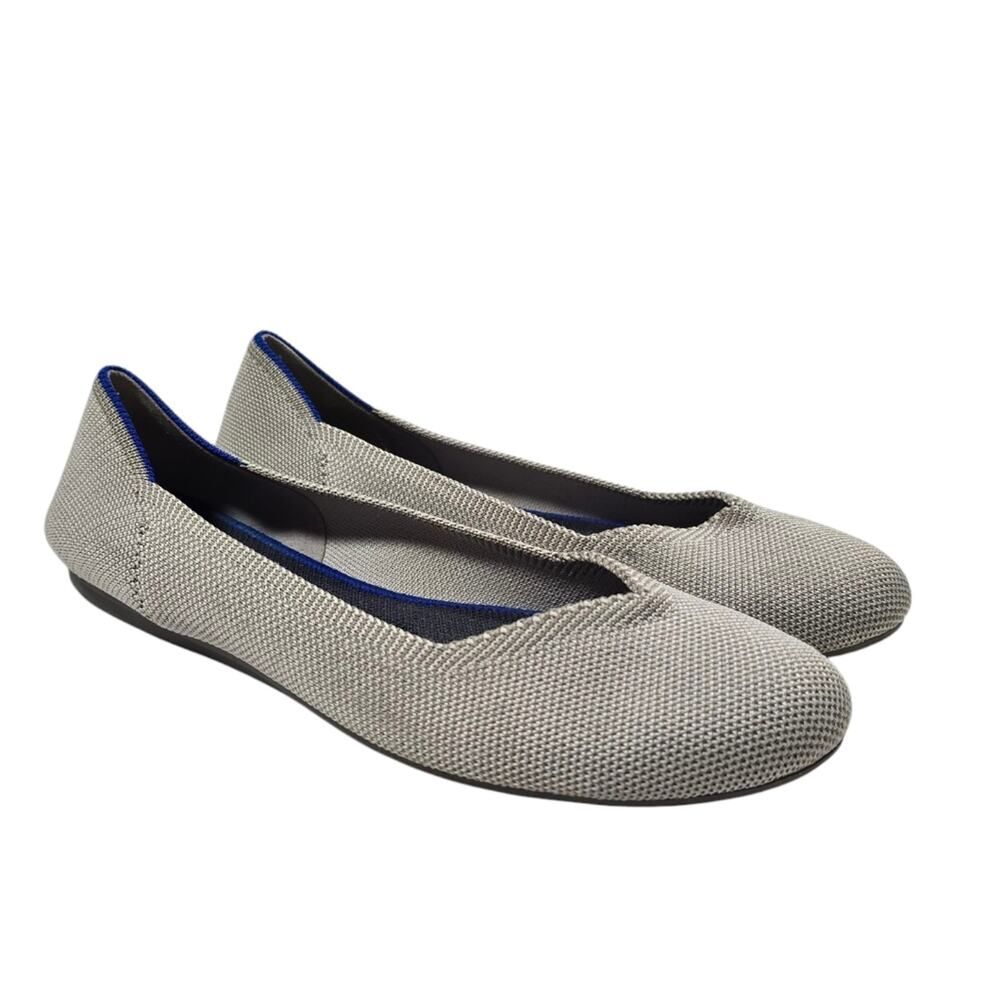 Rothy's The Flat Flax Birdseye Round Toe Grey Ballet Flat Shoes sz 7.5 - retired